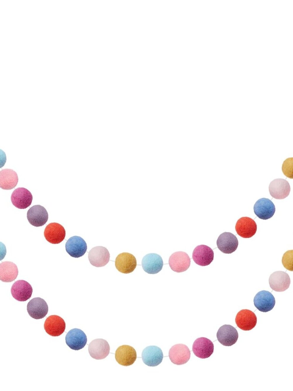2 Pieces Wool Felt Ball Garland, Lovely Colors